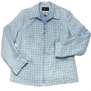 Vintage Sag Harbor Size 10 Herringbone Knit Periwinkle Blue Blazer Jacket Coat